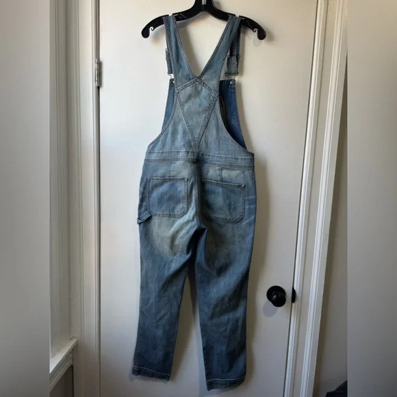 Free People Women's Button Front Blue Denim Overalls Sz 27 - Picture 6 of 13